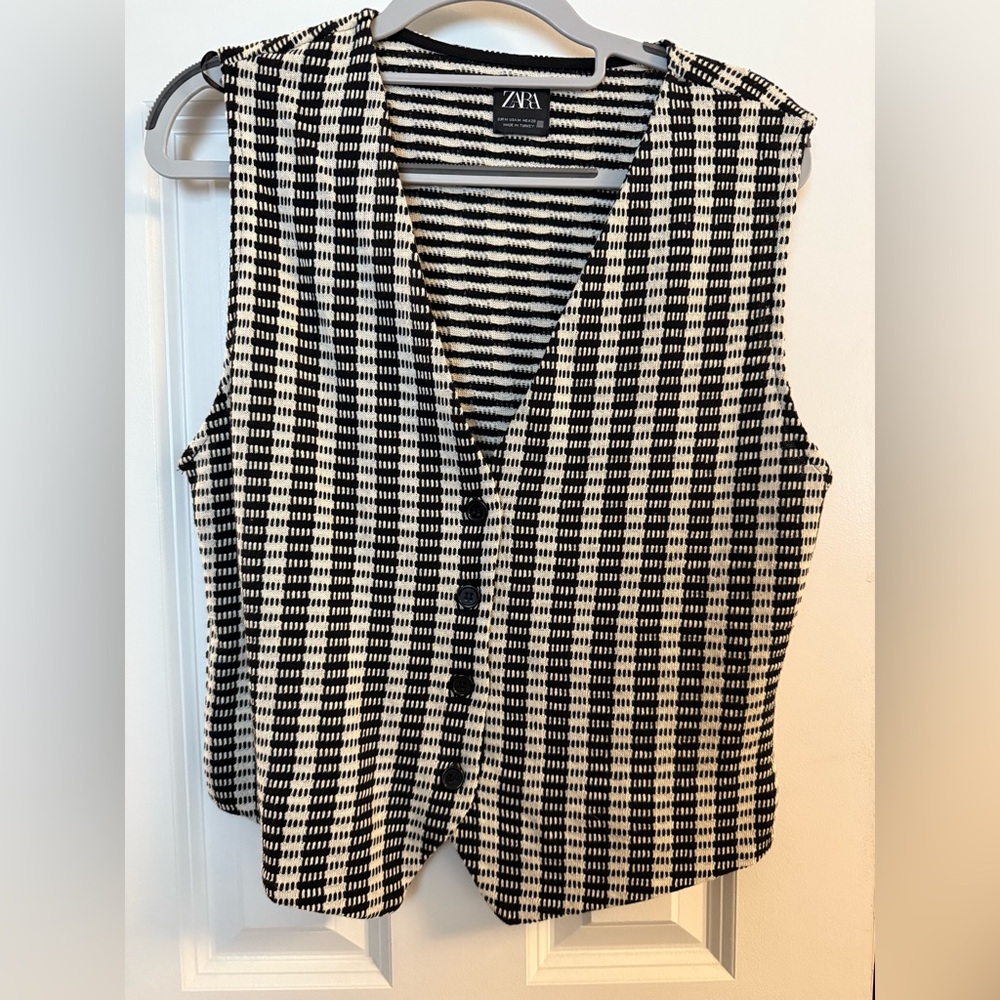 Zara Black and White Striped Tank Top